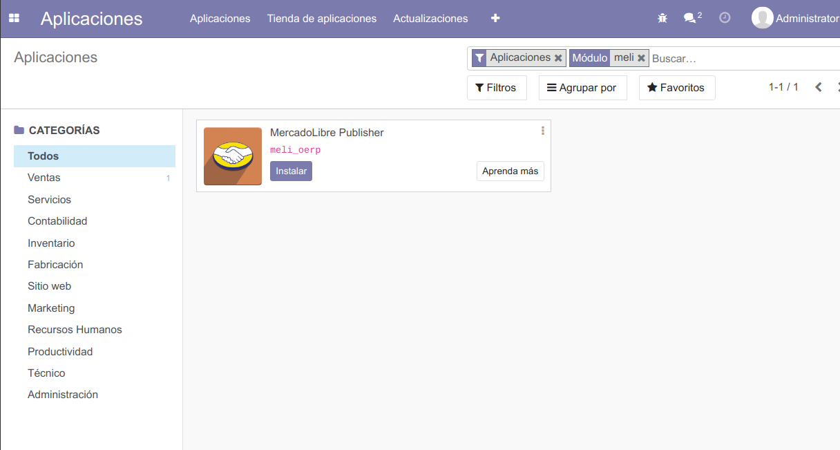 Módulo MercadoLibre para Odoo